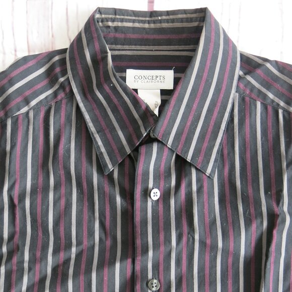 Concepts by Claiborne Multi Color Stripe Button Down Long Sleeve Shirt - Size XL - Picture 3 of 6